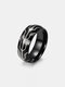 Trendy Simple Geometric Pattern Circle-shaped Stainless Steel Ring - Black