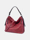 Retro Faux Leather Waterproof Convertible Strap Crossbody Bag Large Capacity Shoulder Bag - Red