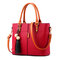 Women Solid Faux Leather Large Capacity Handbags Tassel Casual Crossbody Bags - Wine Red