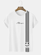 पुरुषों की स्माइल स्ट्राइप्ड प्रिंट क्रू नेक शॉर्ट स्लीव टी-शर्ट - सफेद