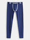 Men Plain Long Johns Warm Comfortable Patchwork Nightwear Thermal Underwear - Royal Blue