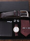 5 Pcs Men Business Watch Set Leather Quartz Watch Belt Wallet Cufflinks Random Tie Gift Kit - Brown(Random Tie Pattern)