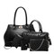5 PCS Women PU Leather Handbag Retro Multi-function Solid Crossbody Bag - Black