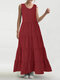 Polka Dot Print Sleeveless Plus Size Dress for Women - Wine Red