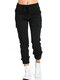 Elastic Drawstring Waist Solid Color Casual Pants For Women - Black