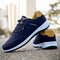 Men PU Leather Lace Up Sport Casual Running Sneakers - Blue