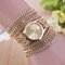 Trendy Mental Winding Chain Watch Gold Alloy Bracelet Quartz Watch For Women Waist Watch - Gold