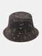 Women Embroidery Stars And Moon Pattern Print Casual Soft Outdoor Travel Bucket Hat - Dark Green