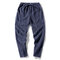 Mens Vintage National Style Cotton Casual Pants  - Blue