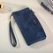 Women PU Leather High-end Long Wallet Double Zipper 12 Card Holder Wallet - Blue1