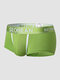 Men Contrast Letter Graphic U Line Convex Pouches Breathable Boxers Briefs - Green