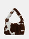 Women Plush Zebra Leopard Pattern Shoulder Bag Handbag - 1