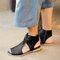 Women Hollow Out Comfy Retro Size Zipper Casual Flat Sandals - Black