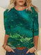 Print O-neck Long Sleeve Plus Size Casual Cotton for Women - Green