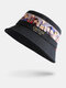 Unisex Cotton Embroidery Letter Chinese Opera Printing Fashion Sunshade Couple Hat Bucket Hat - Black