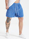 Plus Size Mens Corduroy Solid Color Fashion Drawstring Shorts - Blue