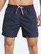 Mens Solid Color Beach Quick Dry Board Shorts With Pocket - Navy