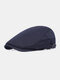 Men Mesh Solid Color Summer Outdoor Breathable Flat Hat Forward Hat Beret - Navy