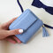 RFID Antimagnetic Tassel Candy Color Short Wallet Card Holder Purse - Blue