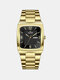 9 Colors Alloy Stainless Steel Men Casual Business Watch Calendar Pointer Quartz Watch - Black Gold