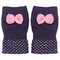 Cute Bowknot Crochet Knitted Fingerless Gloves Thermal Hand Wrist Mittens - Purple