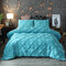 3Pcs Luxury Polyester Solid Color Bedding Set Full Queen King Size Duvet Quilt Cover Pillowcase - Blue