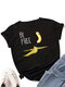 Banana Print Short Sleeve O-neck Loose Casual T-shirt For Women - Black