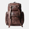 Men PU Leather Vintage Solid Multi-pocket Travel Bag Backpack - Coffee