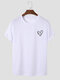 Mens Heart Chest Print Crew Neck Short Sleeve T-Shirts - White