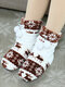 Women Christmas Deer Fluffy Ball Decor Soft Comfy Warm Home Shoes - Khaki