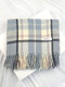Unisex Artificial Cashmere Striped Lattice Pattern Thickened Vintage Warmth Scarf - Gray