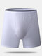 Men Plus Size Boxer Briefs Modal Soft Stretch Side Fly Pouch Plain Underwear - White