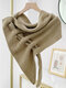 Women Knitted Solid Color Dual-use Triangle Scarf Shawl - Oatmeal Color
