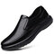Men Non Slip Slip-ons Soft Sole Business Casual Leather Shoes - Black