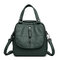 Women High-end Multifunction Soft PU Leather Handbag Double Layer Large Capacity Backpack - Green