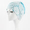 Lady Lace PU Material Flexible Waterproof Plain Fashion Beautiful Swimming Cap - Blue