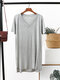 Solid Color V-neck Short Sleeve T-shirt - Light Grey