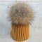 Children Warm Winter Wool Knit Beanie Raccoon Fur Pom Bobble Hat Crochet Ski Cap - Yellow