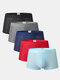 5Pcs Mens Mesh Breathable Logo Waistband Ice Silk U Convex Boxer Briefs - #1