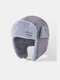 Men Lamb Wool Thicken Letter Pattern Embroidery Outdoor Ear Protection Windproof Warmth Trapper Hat - Gray