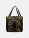 Women Leopard Cat Pattern Printing Handbag Shoulder Bag Tote - Black