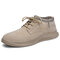 Men Pure Color Non Slip Elastic Panels Soft  Sole Casual Leather Shoes - Khaki