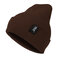 Mens Warm Solid Stripe Curling Thicker Plus Plush Beanie Hat Outdoor High Stretch Retro Brimles Caps - Coffee
