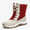 Color Splicing Mid Calf Waterproof Lace Up Snow Casual Boots - Red