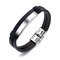 Casual Three-color Stainless Steel Pendant Bracelet Double Leather Men's Bracelet Vintage Jewelry - Silver