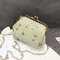  Embroidery Lock Small Chain Clutch Bag  - Green