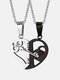 1 Pair Simple Key Splicing Couple Necklace Set Stainless Steel Heart Pendant Necklace Valentine's Day Gift - Black