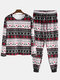 Mens Two-Pieces Christmas Pajamas Sets Peers Fairisle Print Holiday O Neck Sleepwear Loungewear - Black