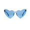 Siamese Piece Frameless Peach Heart Glasses Female Retro Love Heart-shaped Frog Mirror  - Blue