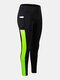 Damen Patchwork Atmungsaktive Schnelltrocknende dünne, hochelastische Sport Yoga Hose mit Seitentasche - Grün